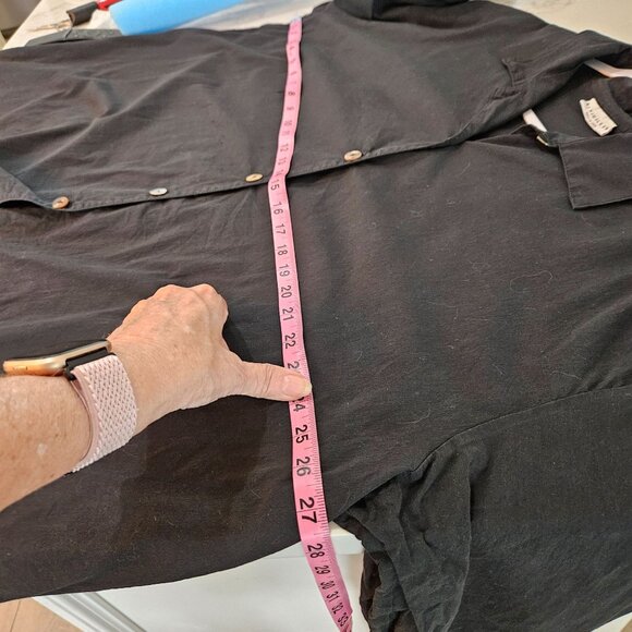 Bryn Walker Shirt Size Large Black Button-Up Oversized Tunic Lagenlook Relaxed - Picture 8 of 10